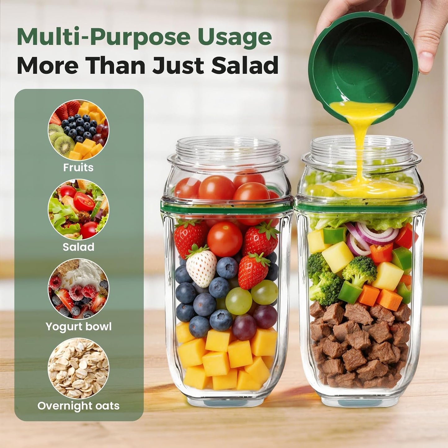 Portable Salad Jar with Dressing Cup