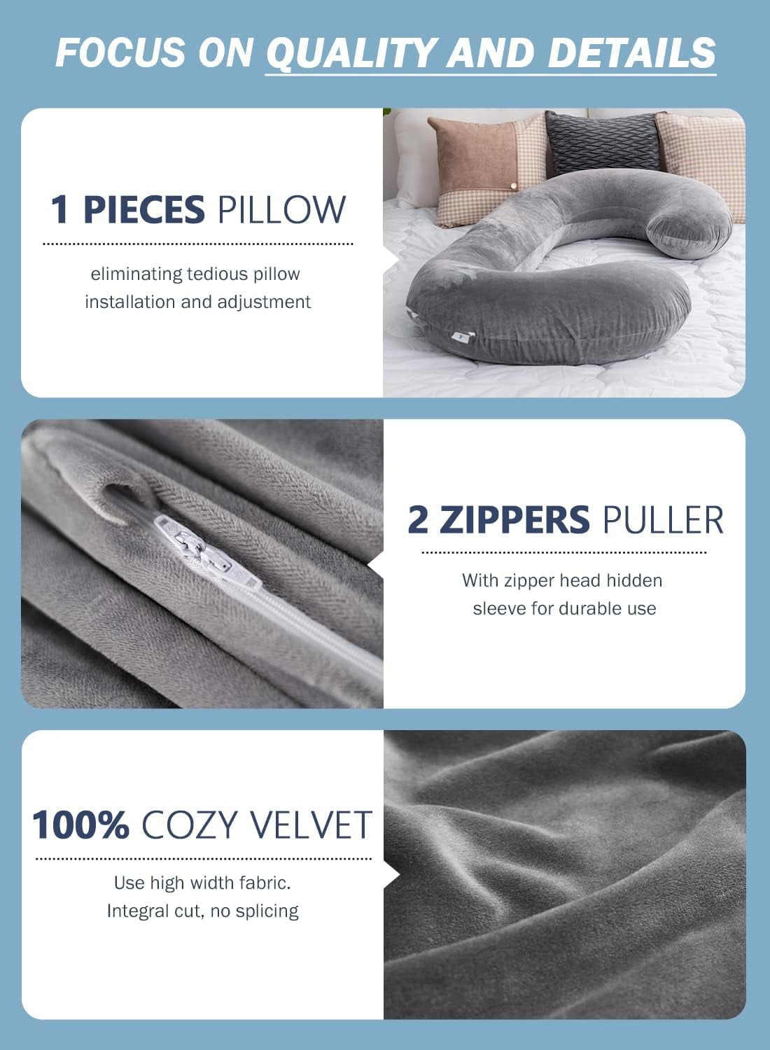C-Shaped Pregnancy Pillow with Jersey Cotton Cover