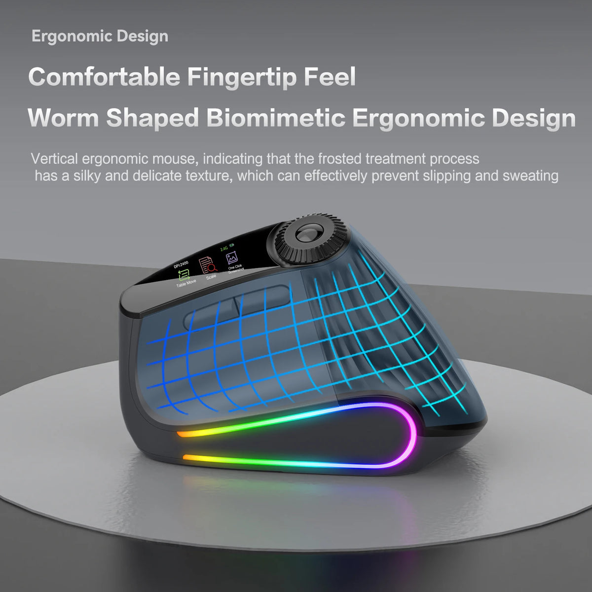 RGB Wireless Vertical Ergonomic Mouse – Tri-Mode