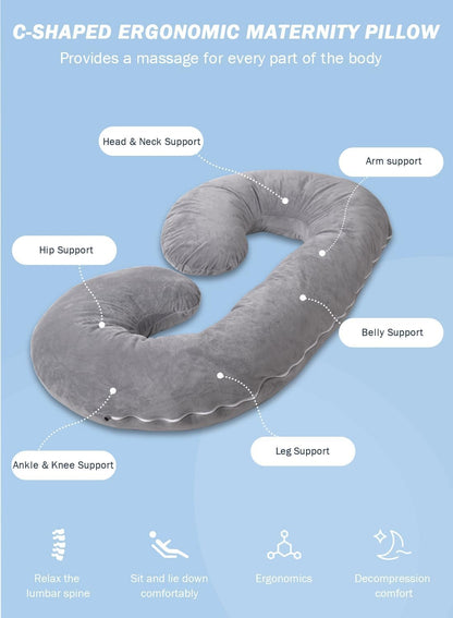 C-Shaped Pregnancy Pillow with Jersey Cotton Cover