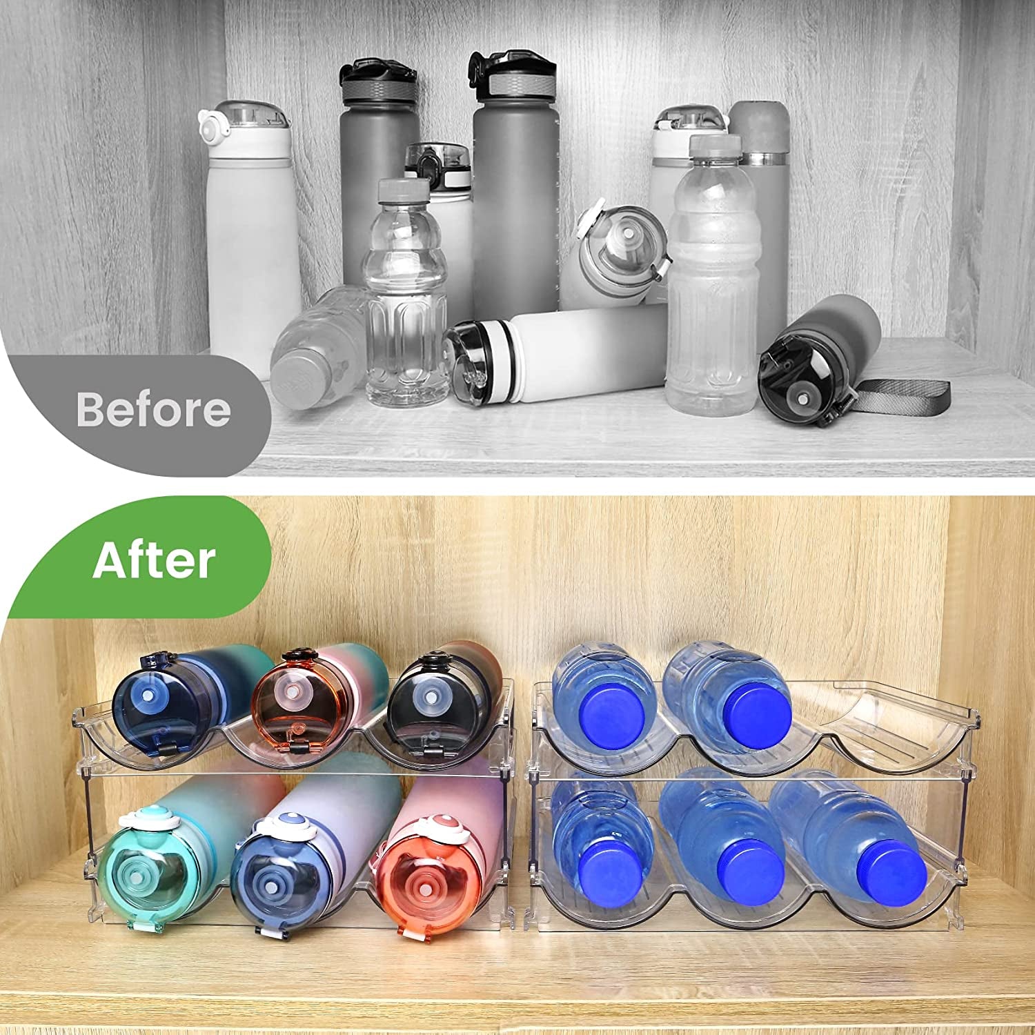 Stackable Water Bottle Organizer (2-Pack)
