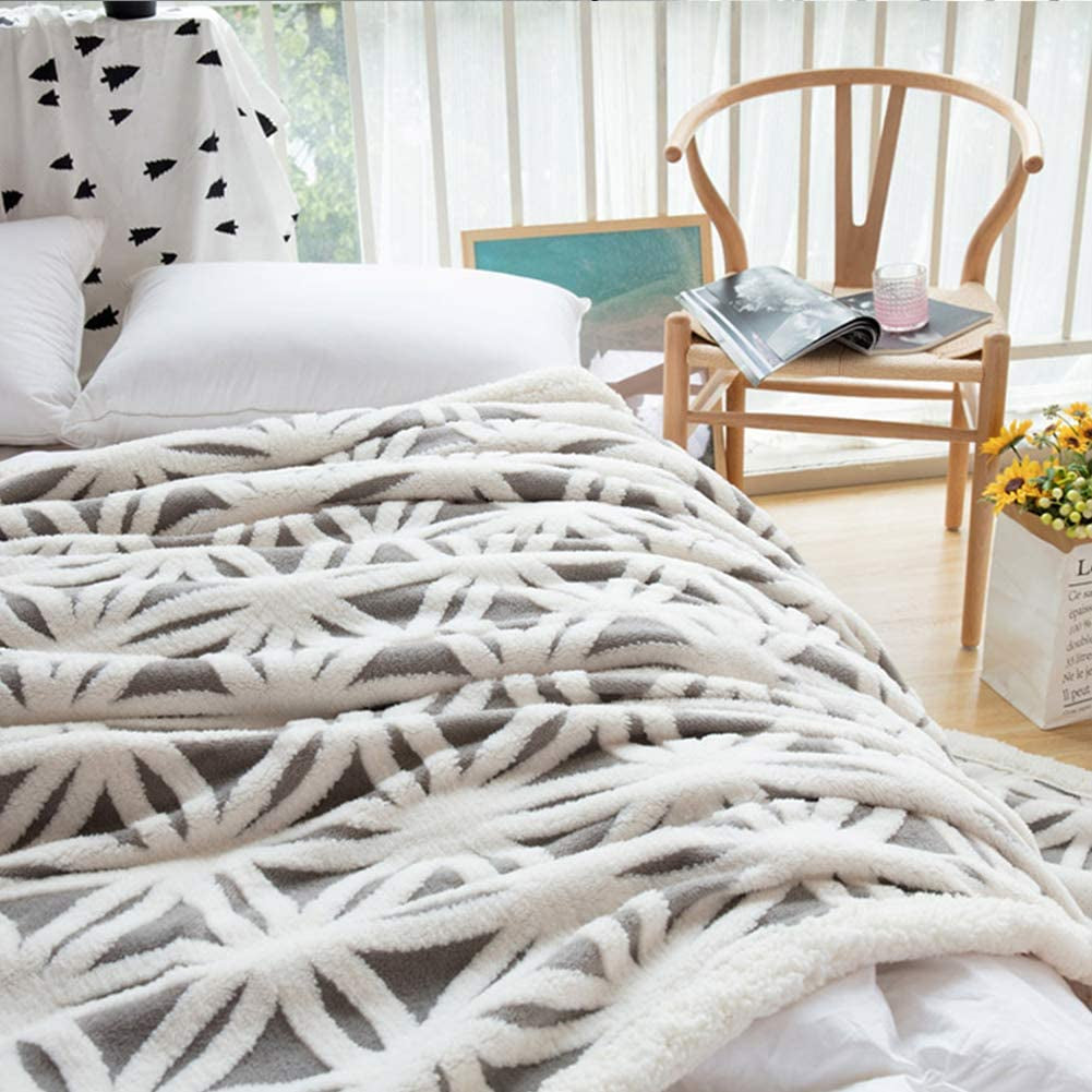 Grey Sherpa Fleece Throw Blanket (71" × 80")