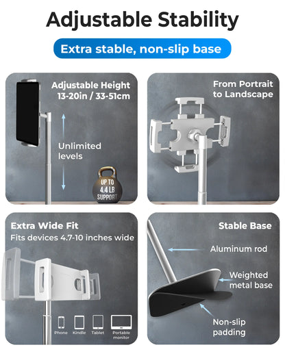 Adjustable Aluminum Tablet & Monitor Stand – 17"