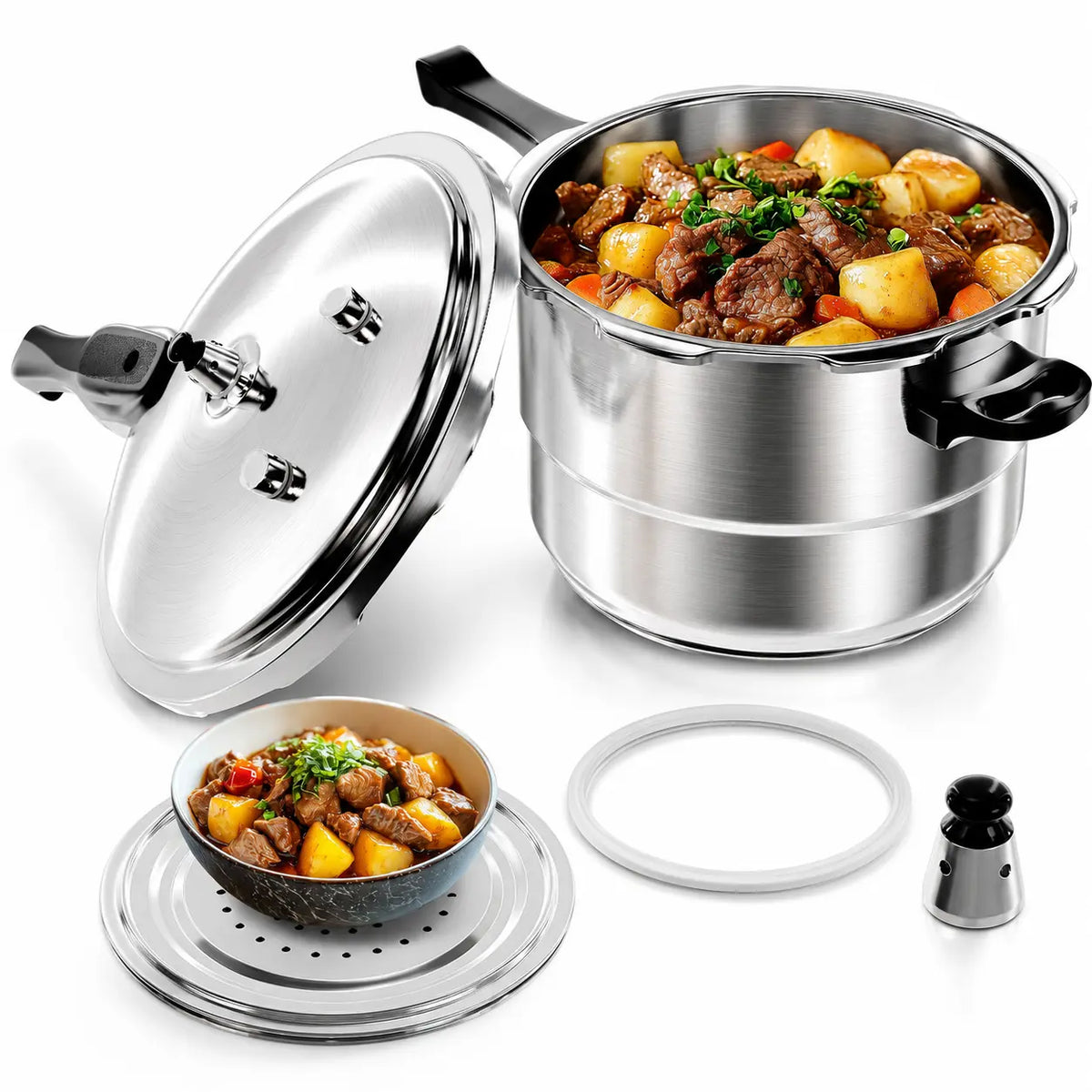 Stainless Steel Stovetop Pressure Cooker – 4–11 Qt