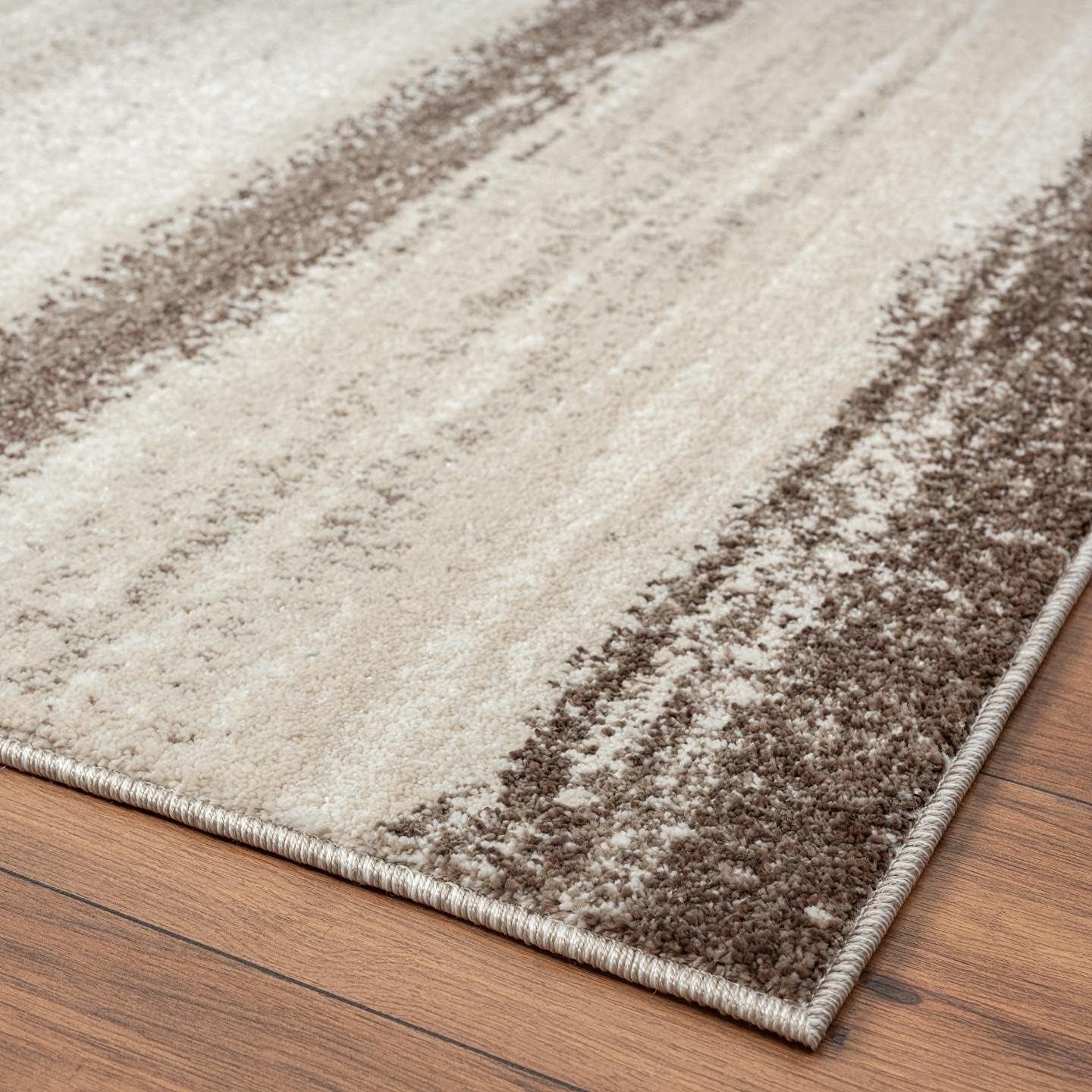 Modern Abstract Area Rug 9x12 – Brown & Beige