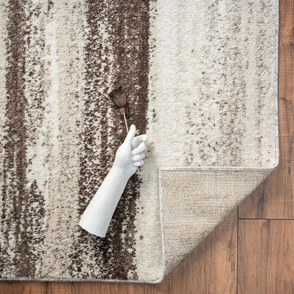 Modern Abstract Area Rug 9x12 – Brown & Beige