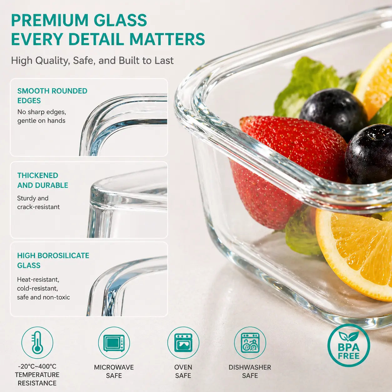 Borosilicate Glass Food Storage Containers (8-Piece)