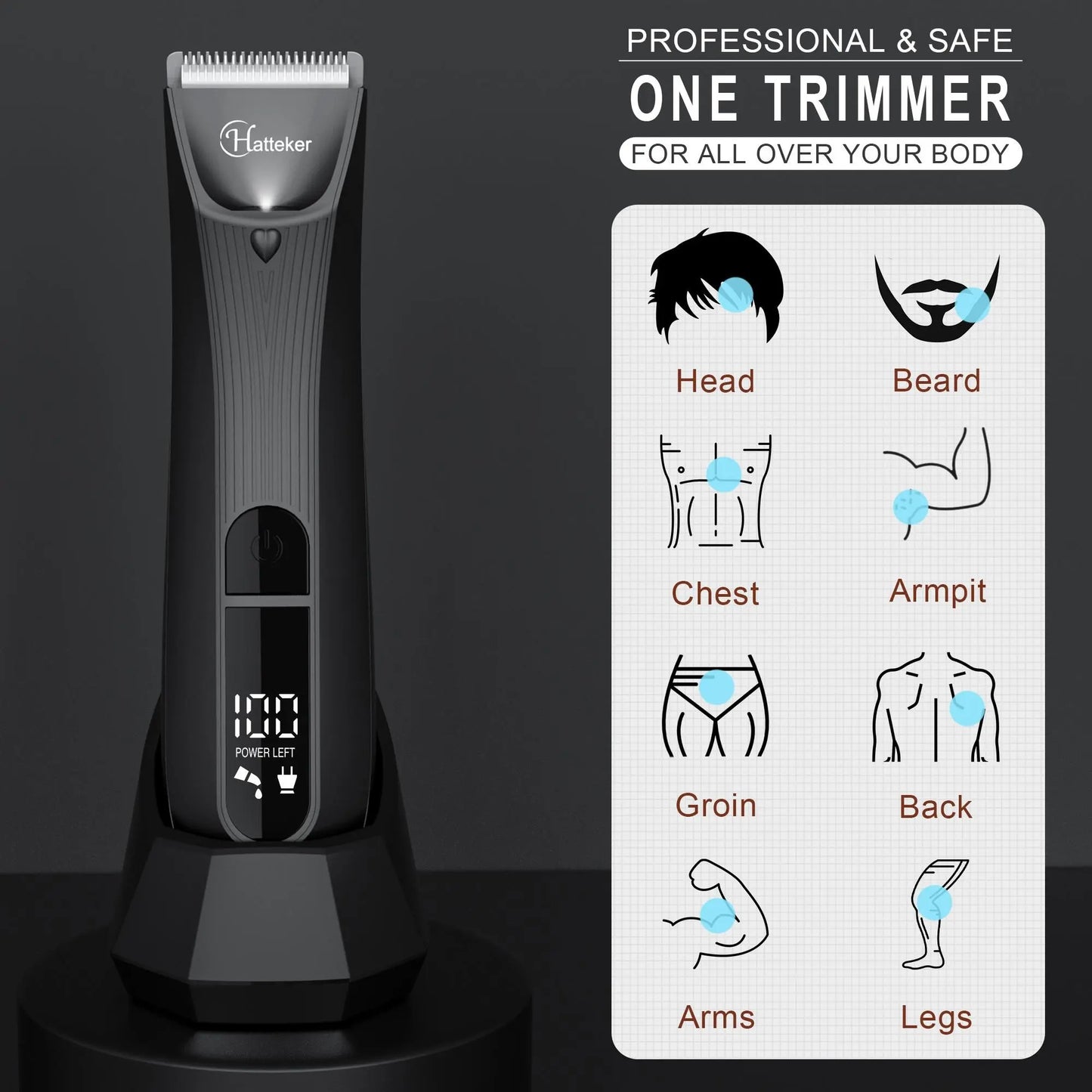 Waterproof Cordless Body Trimmer for Men