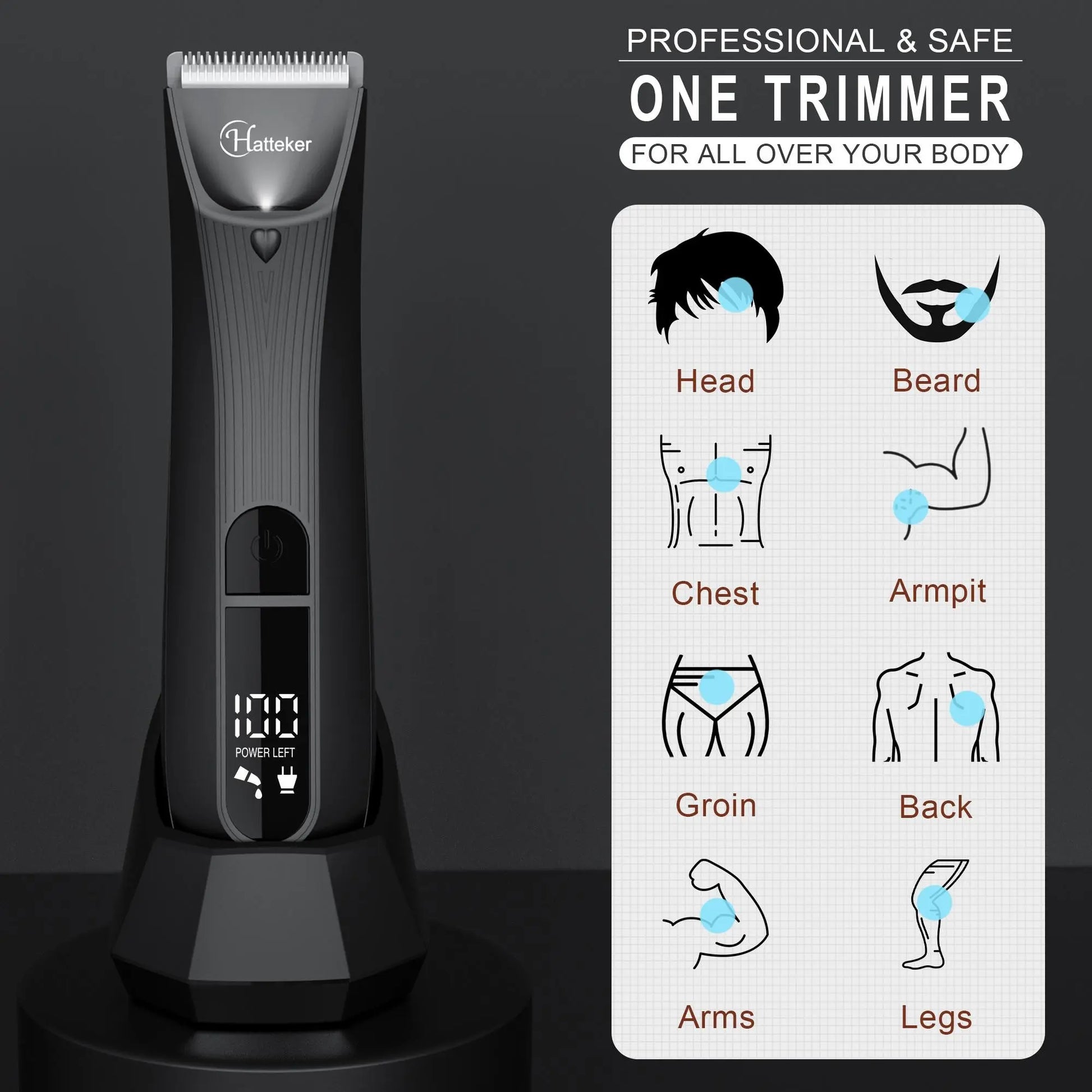 Waterproof Cordless Body Trimmer for Men