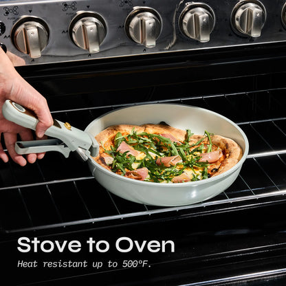 20-Piece Ceramic Nonstick Cookware Set with Detachable Handle