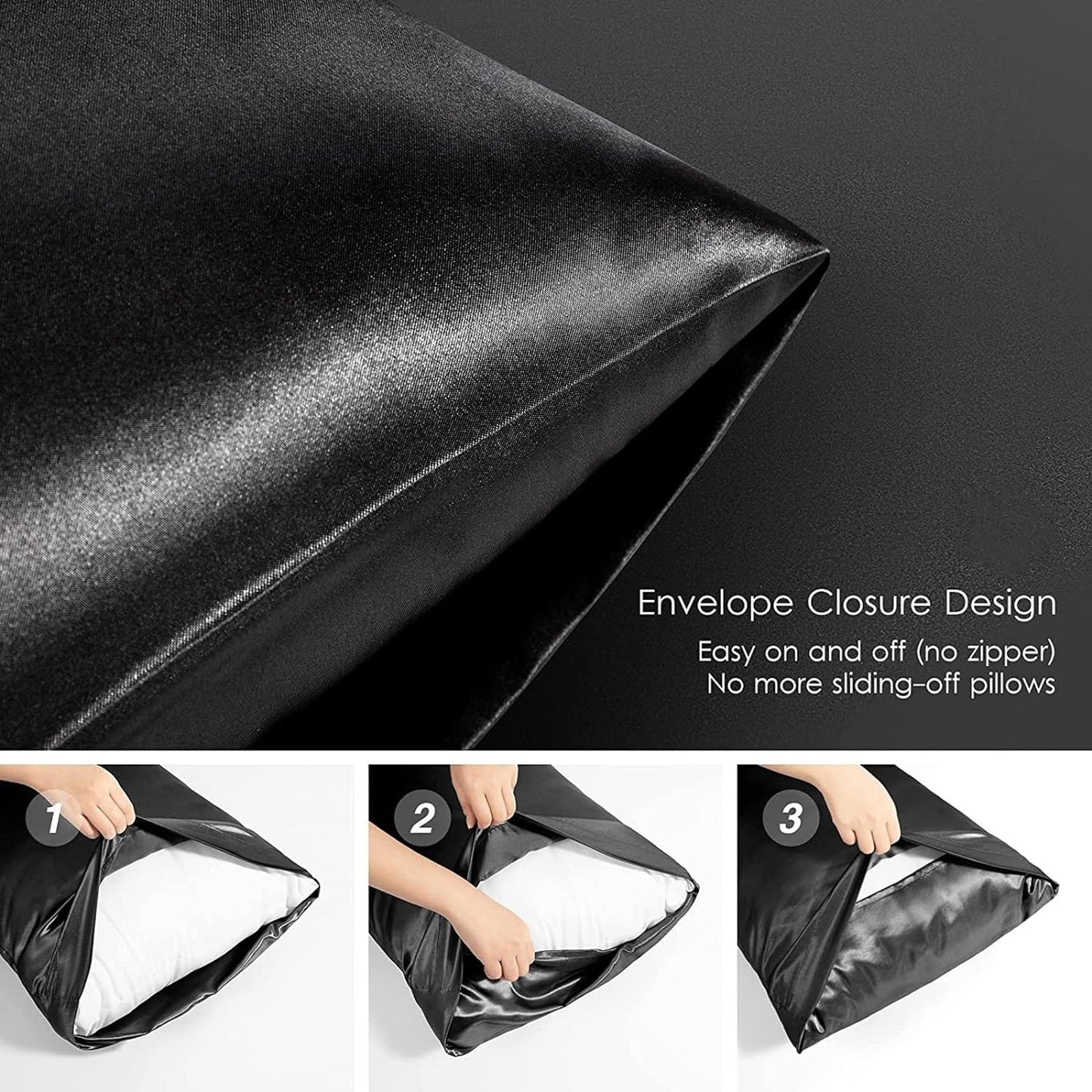 Black Satin Pillowcase Set with Eye Mask & Scrunchie