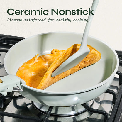 20-Piece Ceramic Nonstick Cookware Set with Detachable Handle