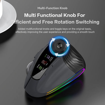 RGB Wireless Vertical Ergonomic Mouse – Tri-Mode