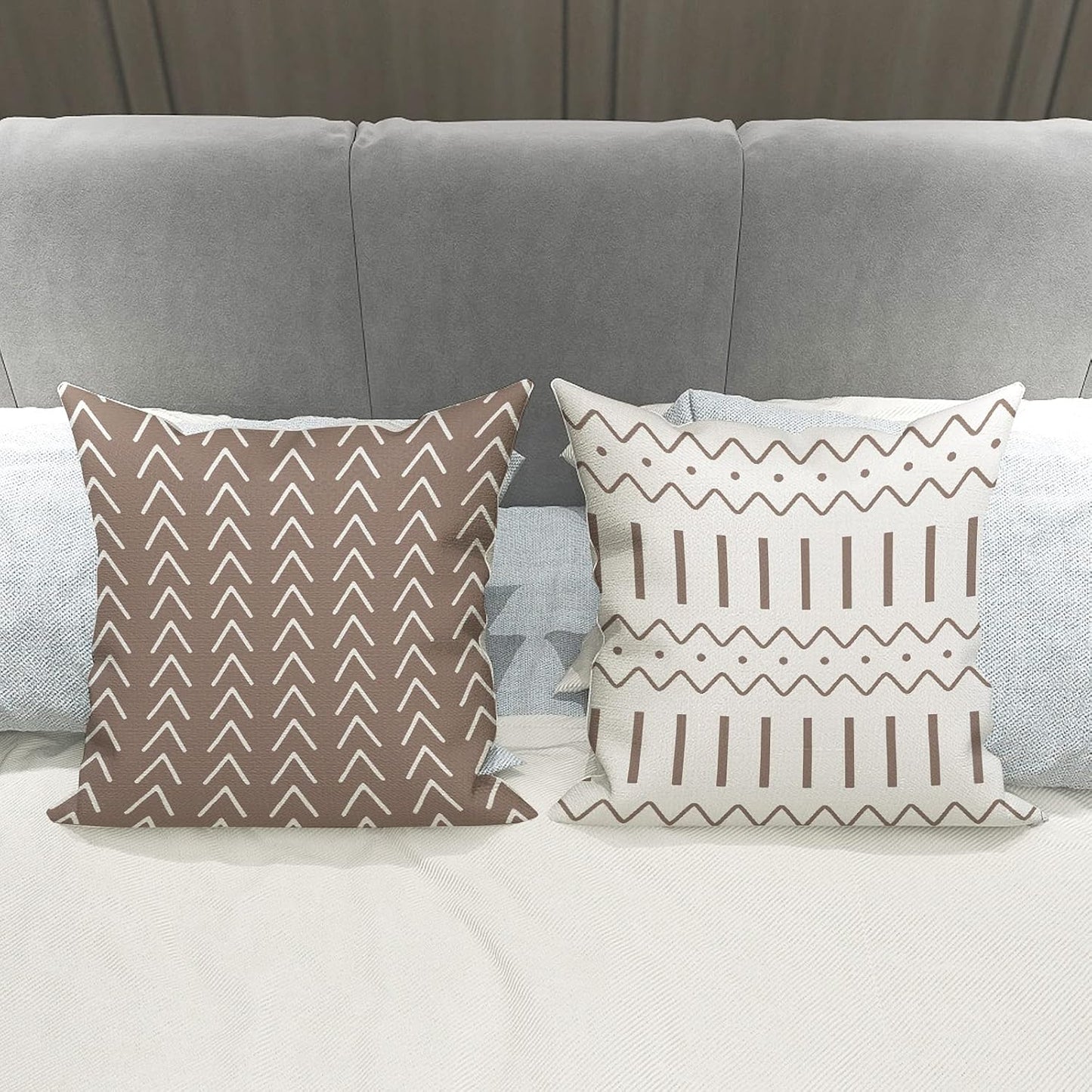 Khaki Linen Throw Pillow Covers 16x16 (Set of 4)