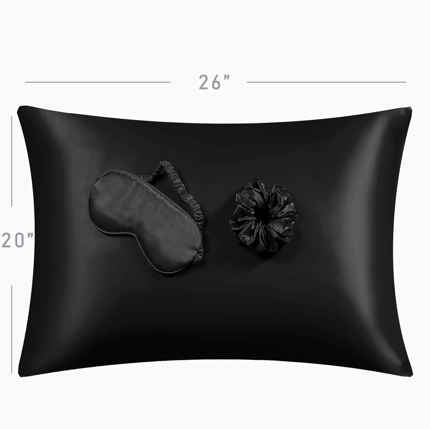 Black Satin Pillowcase Set with Eye Mask & Scrunchie