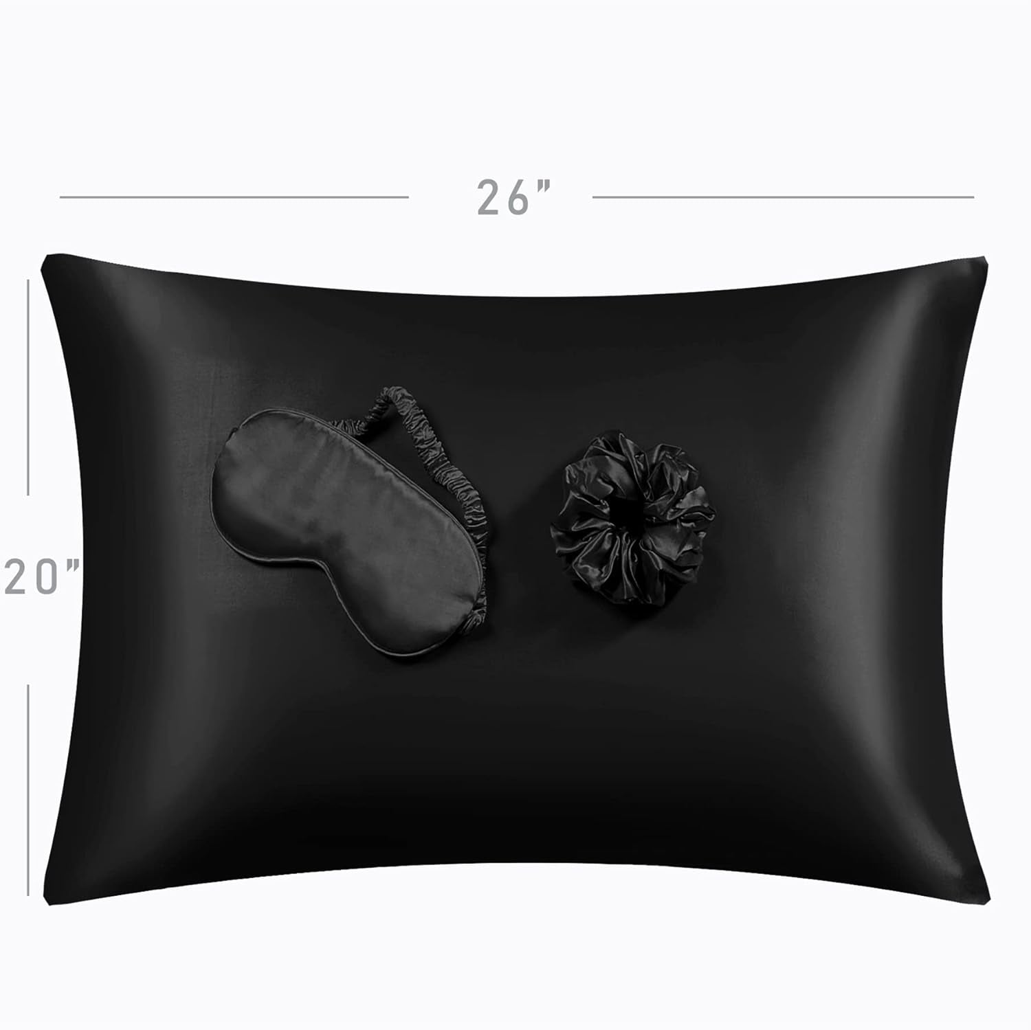 Black Satin Pillowcase Set with Eye Mask & Scrunchie