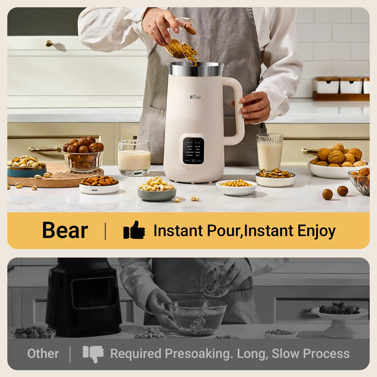 Bear 8-in-1 Nut Milk Maker – 40oz Self-Cleaning