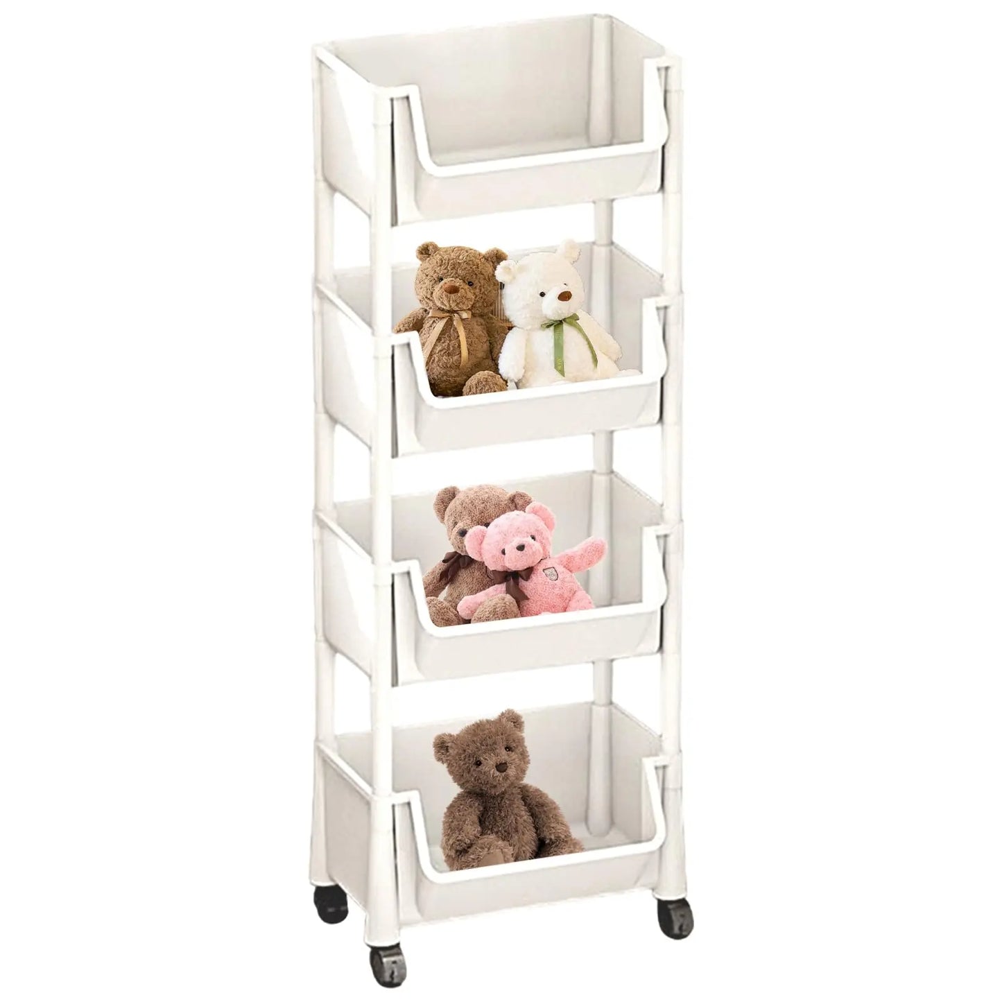 5-Tier Rolling Storage Cart with Wheels – Beige
