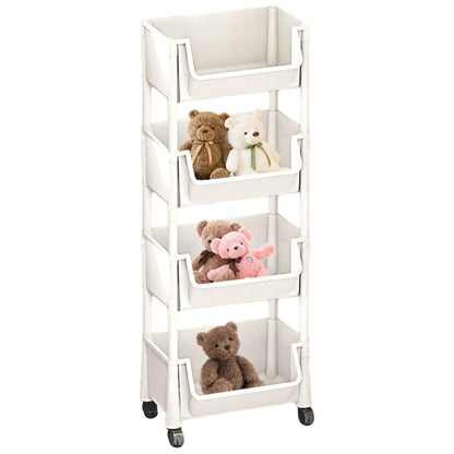5-Tier Rolling Storage Cart with Wheels – Beige