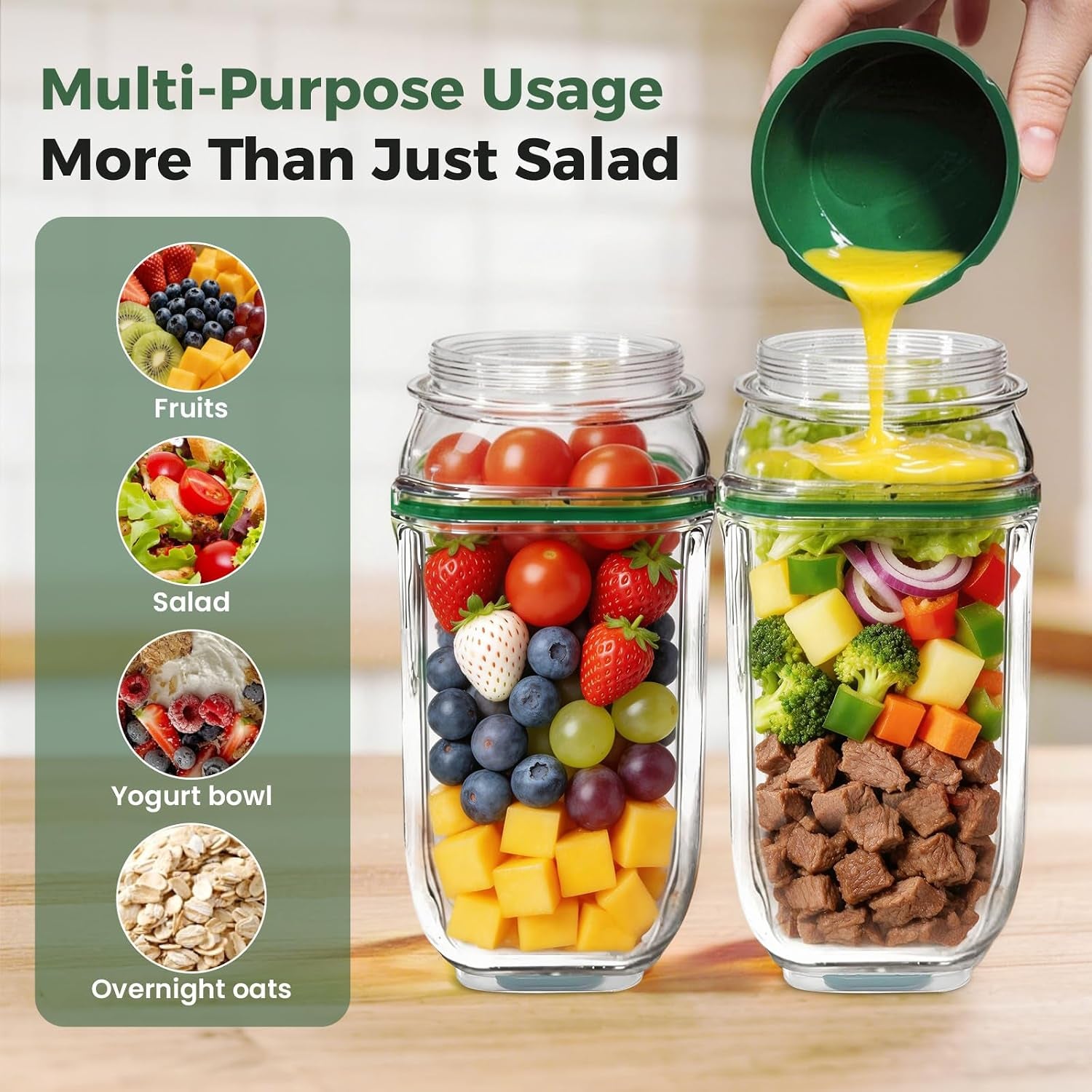 Portable Salad Jar with Dressing Cup