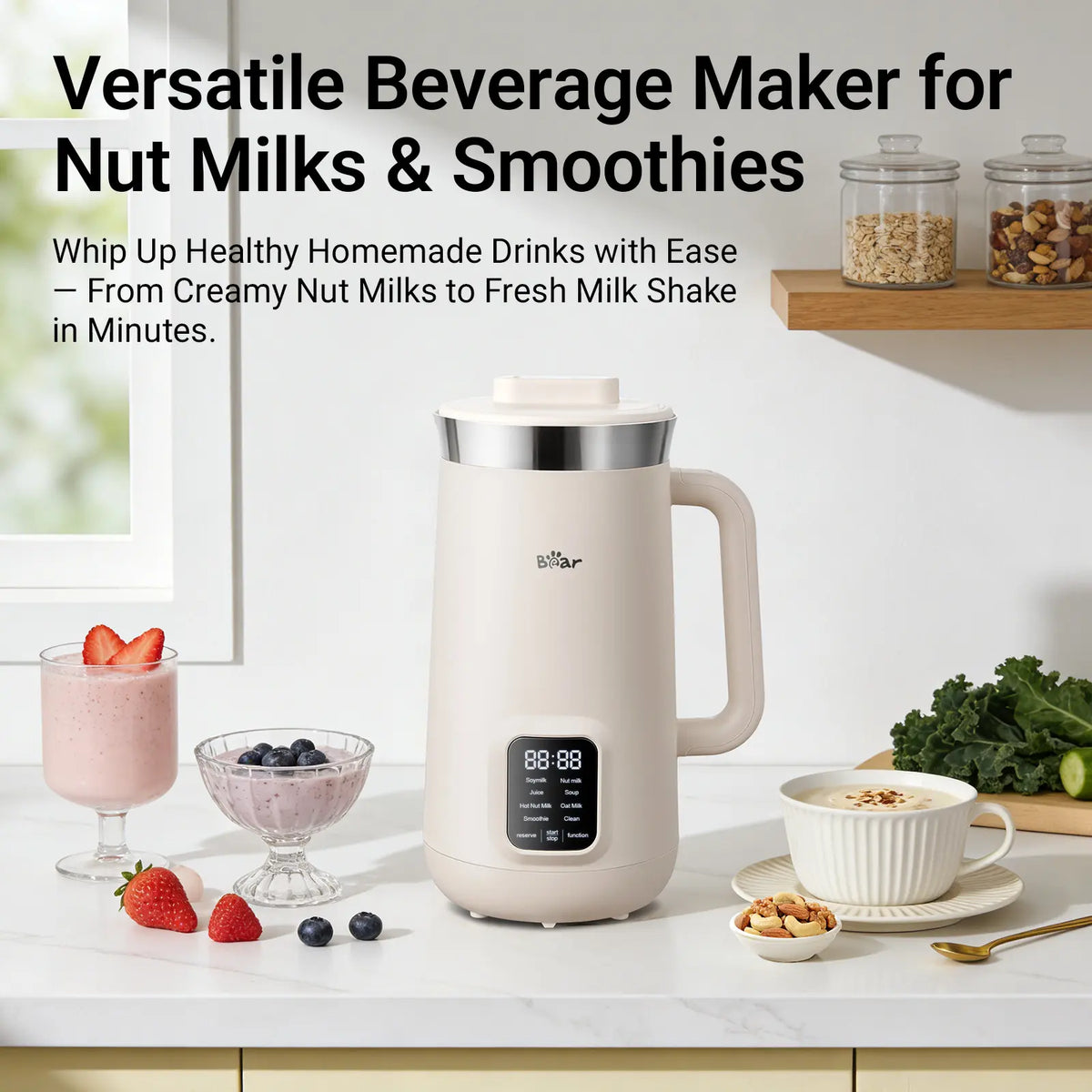 Bear 8-in-1 Nut Milk Maker – 40oz Self-Cleaning