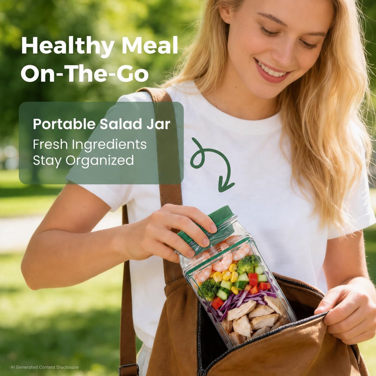 Portable Salad Jar with Dressing Cup