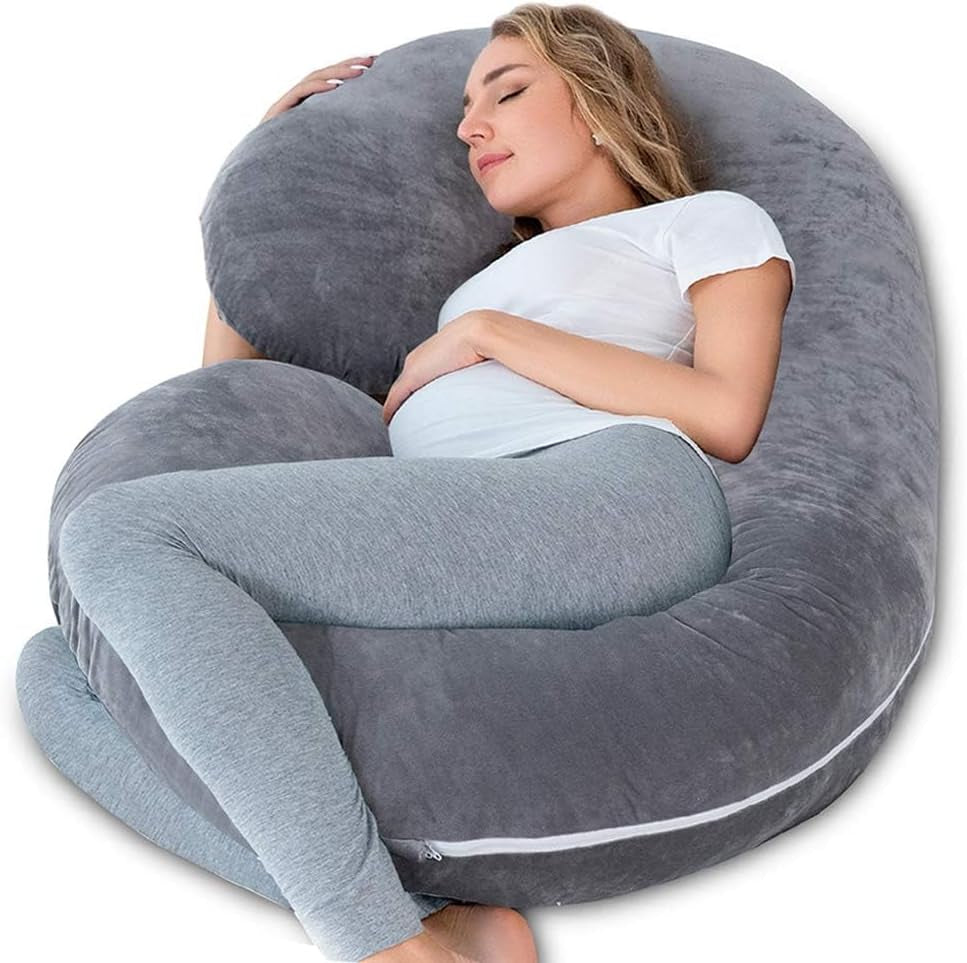 C-Shaped Pregnancy Pillow with Jersey Cotton Cover