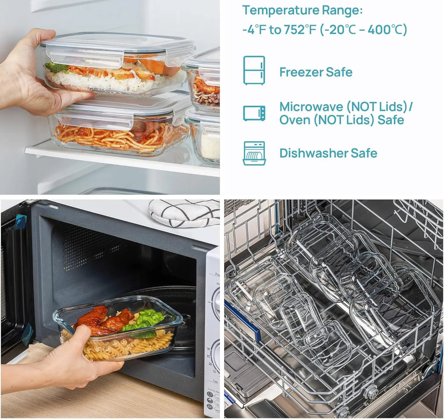 Borosilicate Glass Food Storage Containers (8-Piece)