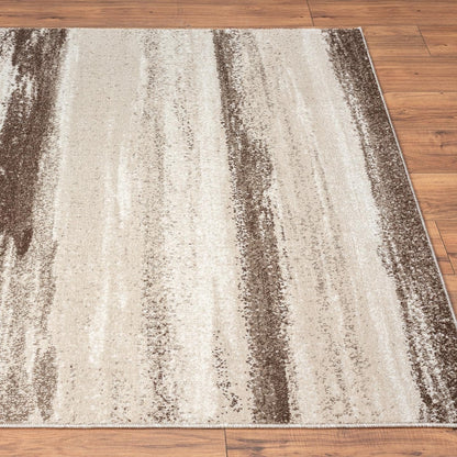 Modern Abstract Area Rug 9x12 – Brown & Beige