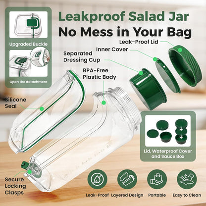 Portable Salad Jar with Dressing Cup