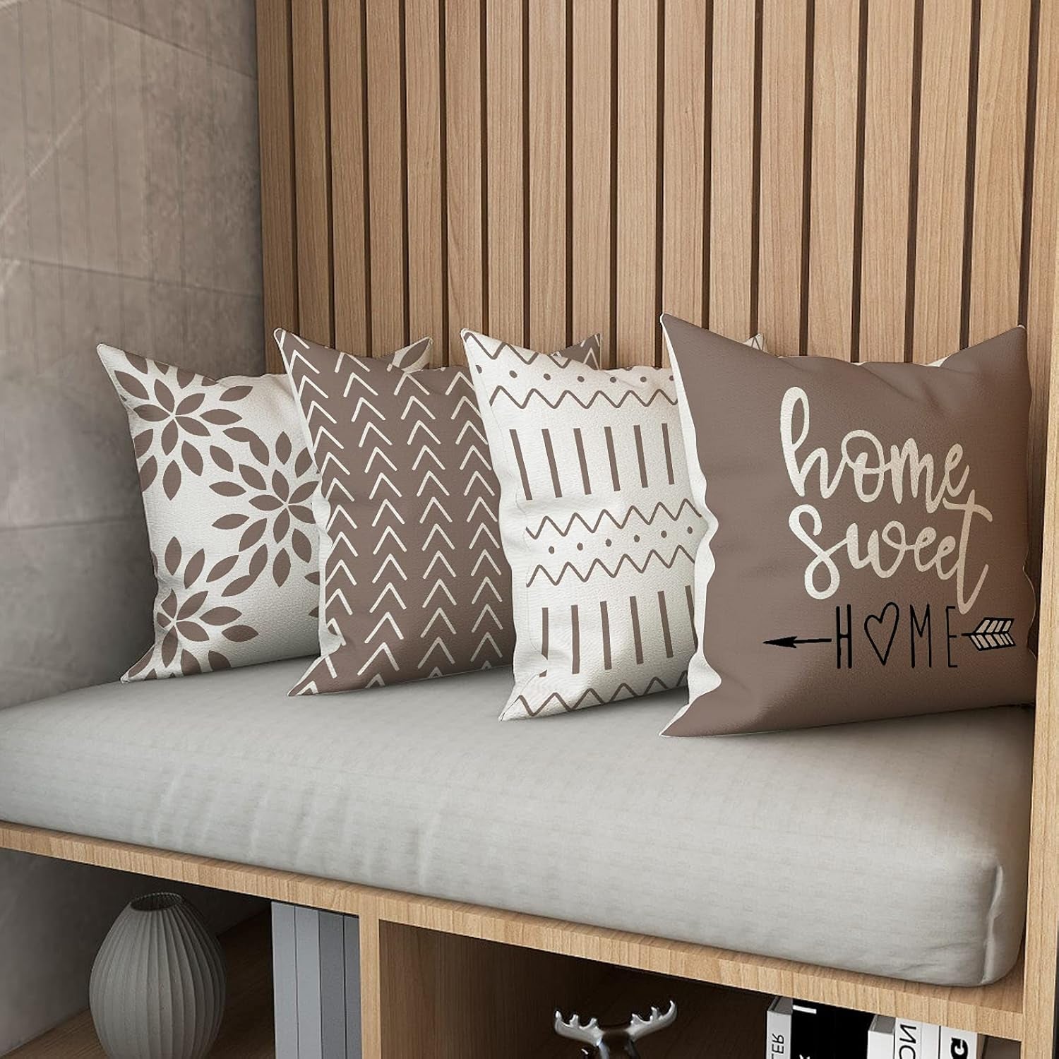 Khaki Linen Throw Pillow Covers 16x16 (Set of 4)