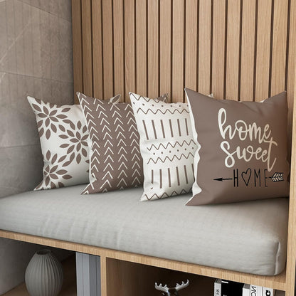 Khaki Linen Throw Pillow Covers 16x16 (Set of 4)