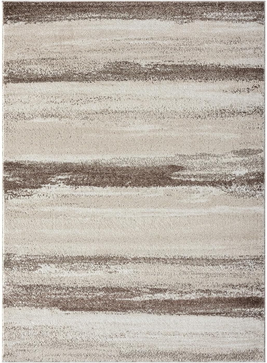 Modern Abstract Area Rug 9x12 – Brown & Beige