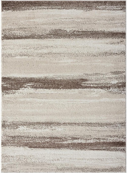 Modern Abstract Area Rug 9x12 – Brown & Beige