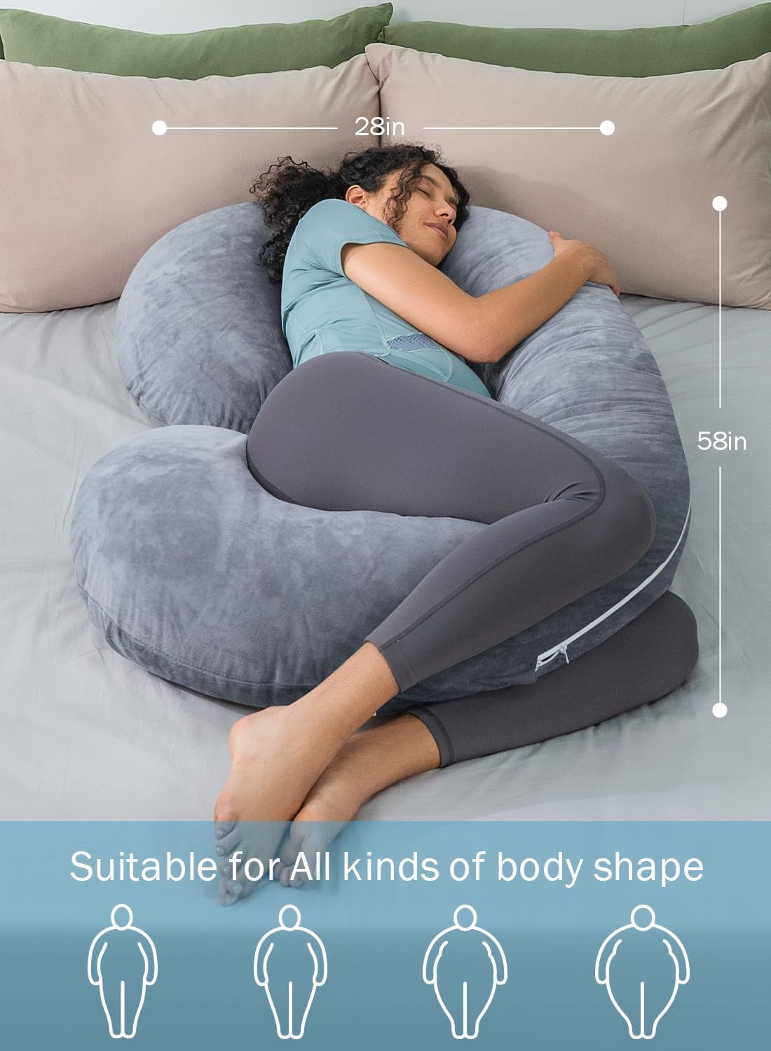 C-Shaped Pregnancy Pillow with Jersey Cotton Cover
