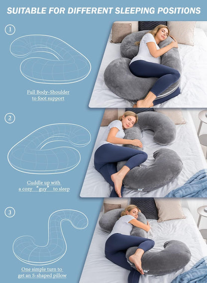 C-Shaped Pregnancy Pillow with Jersey Cotton Cover