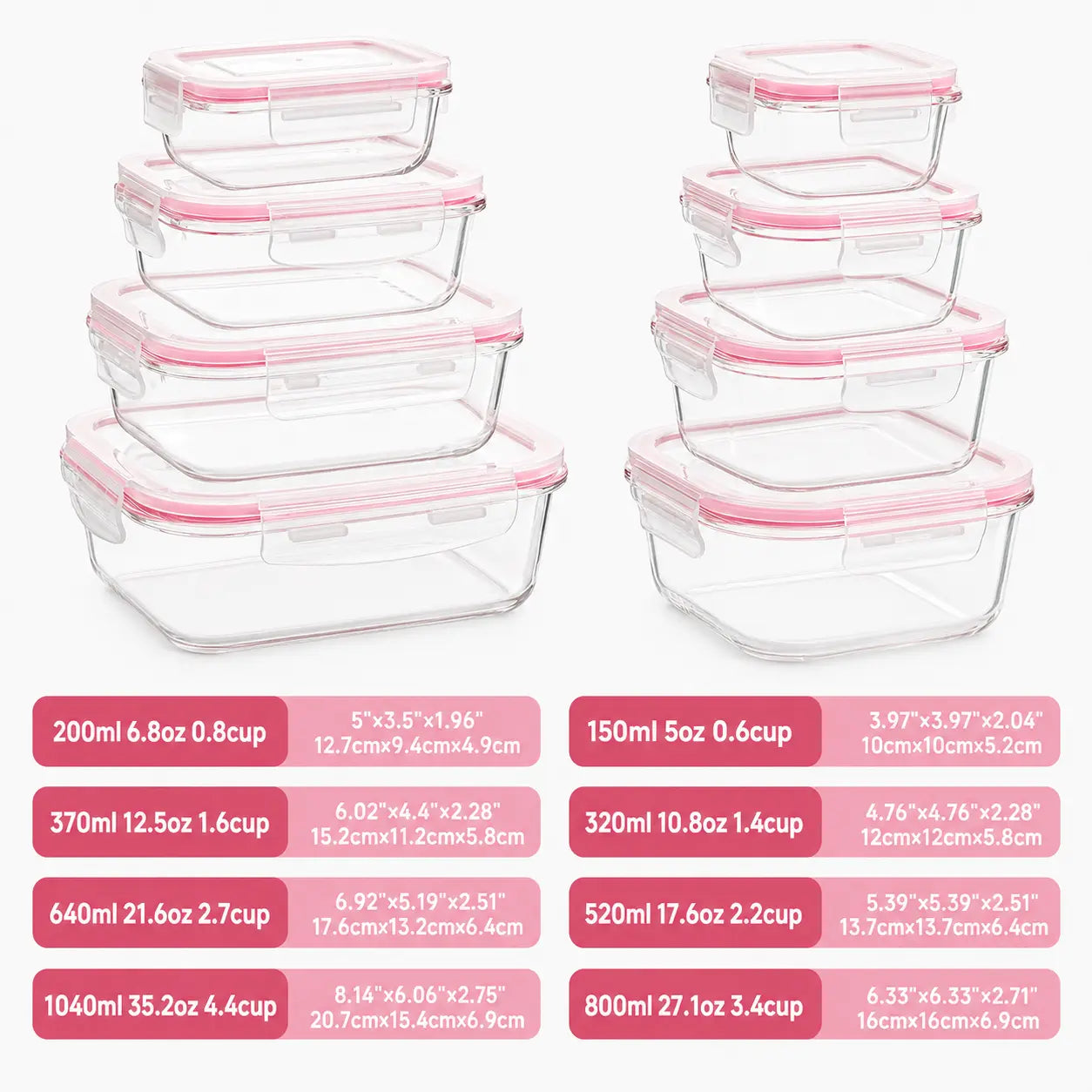 Borosilicate Glass Food Storage Containers (8-Piece)