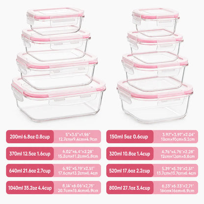 Borosilicate Glass Food Storage Containers (8-Piece)