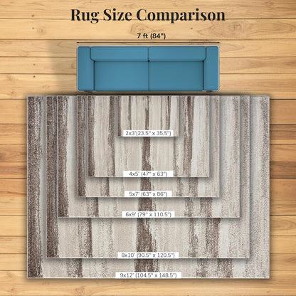 Modern Abstract Area Rug 9x12 – Brown & Beige