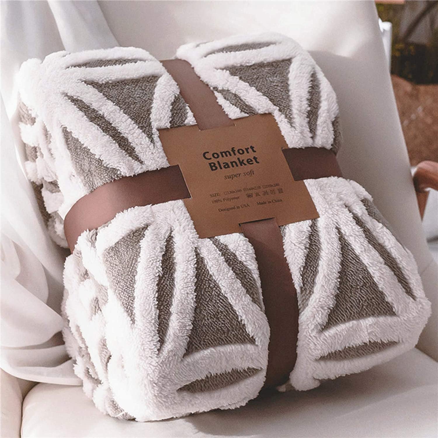 Grey Sherpa Fleece Throw Blanket (71" × 80")