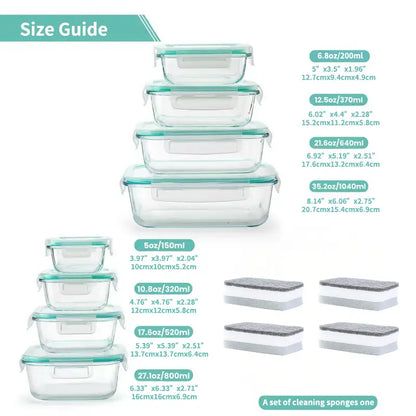 Borosilicate Glass Food Storage Containers (8-Piece)