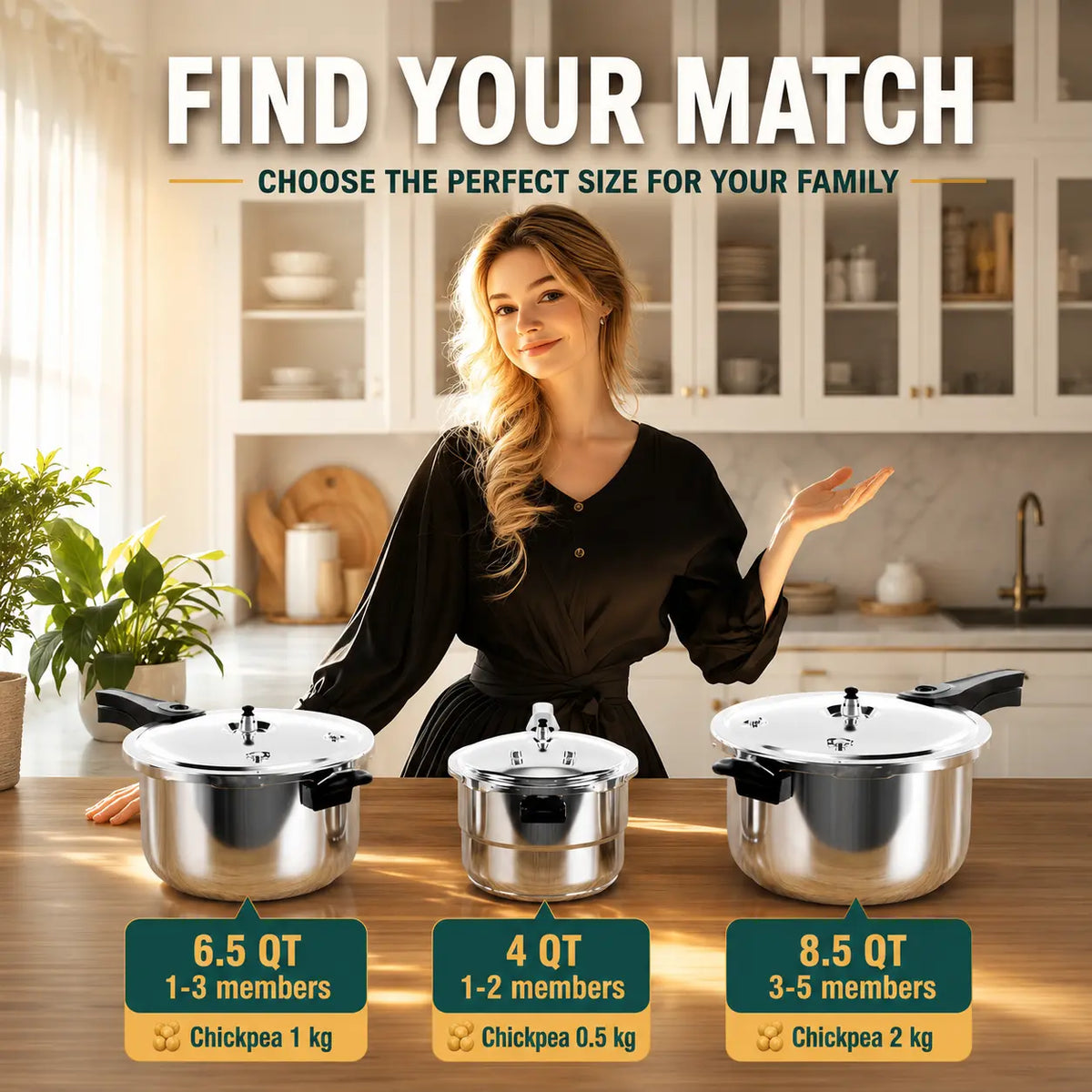 Stainless Steel Stovetop Pressure Cooker – 4–11 Qt