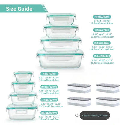 Borosilicate Glass Food Storage Containers (8-Piece)