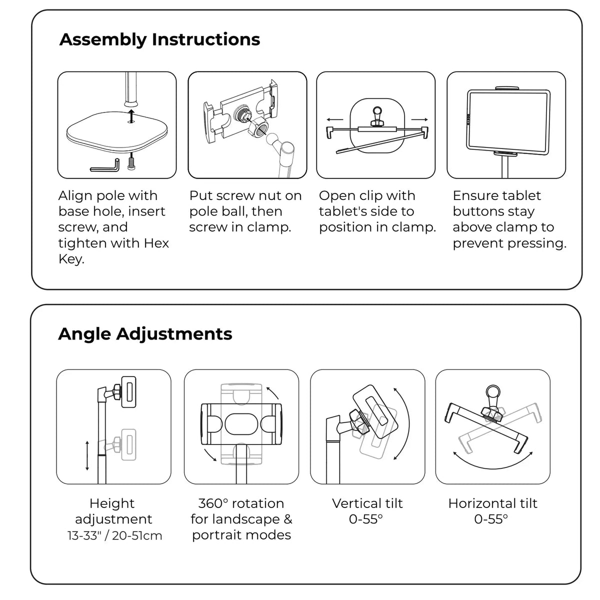 Adjustable Aluminum Tablet & Monitor Stand – 17"