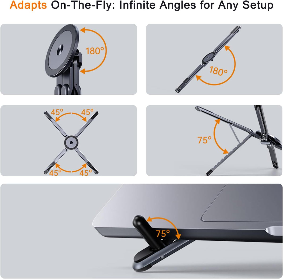 4-in-1 Foldable Aluminum Device Stand – MagSafe Compatible