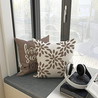 Khaki Linen Throw Pillow Covers 16x16 (Set of 4)