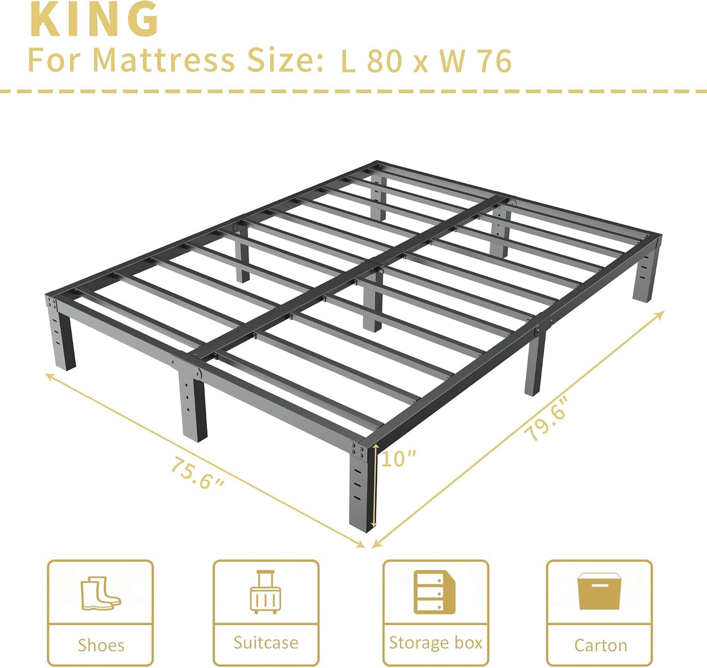 Heavy Duty King Metal Bed Frame