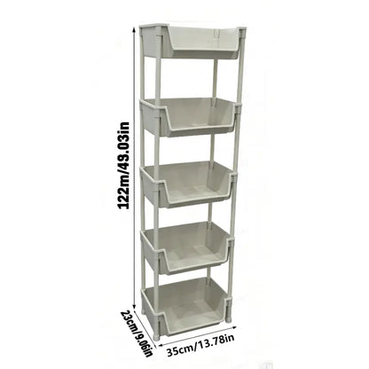 5-Tier Rolling Storage Cart with Wheels – Beige