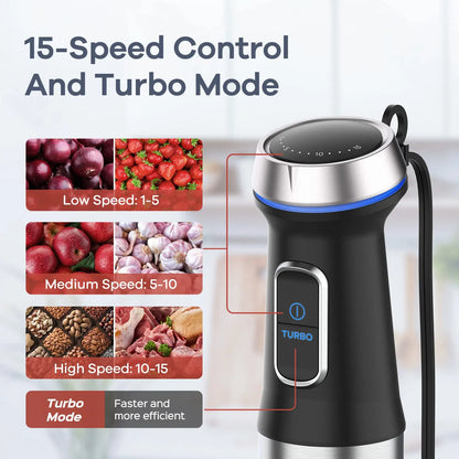 1000W 7-in-1 Immersion Blender with 15 Speeds