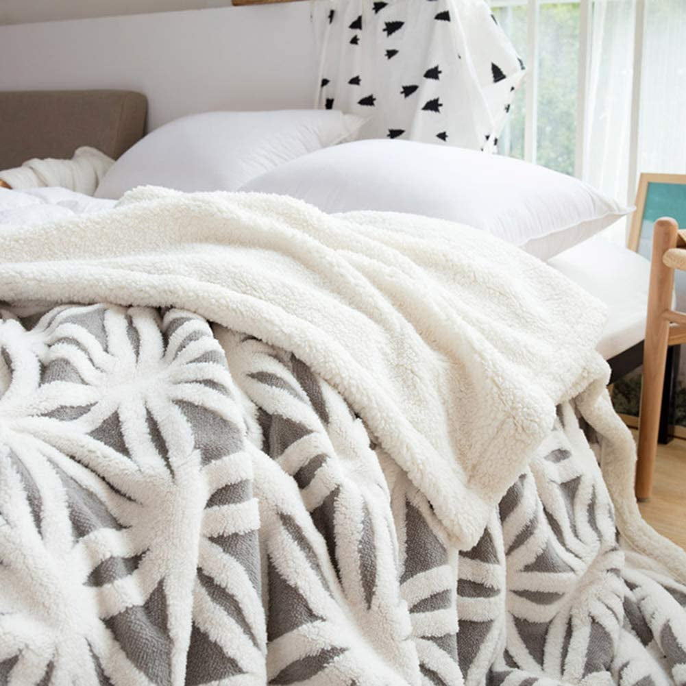 Grey Sherpa Fleece Throw Blanket (71" × 80")